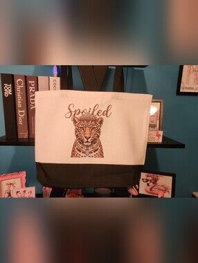 Canvas Leopard 'Spoiled' Tote Bag - Hand Crafted